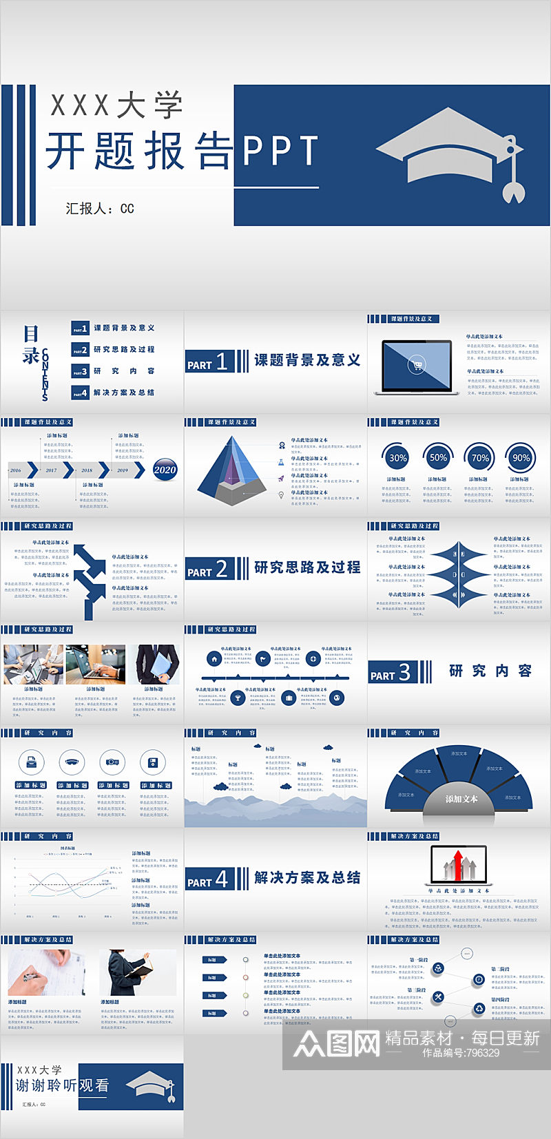 某大学毕业答辩蓝色PPT素材