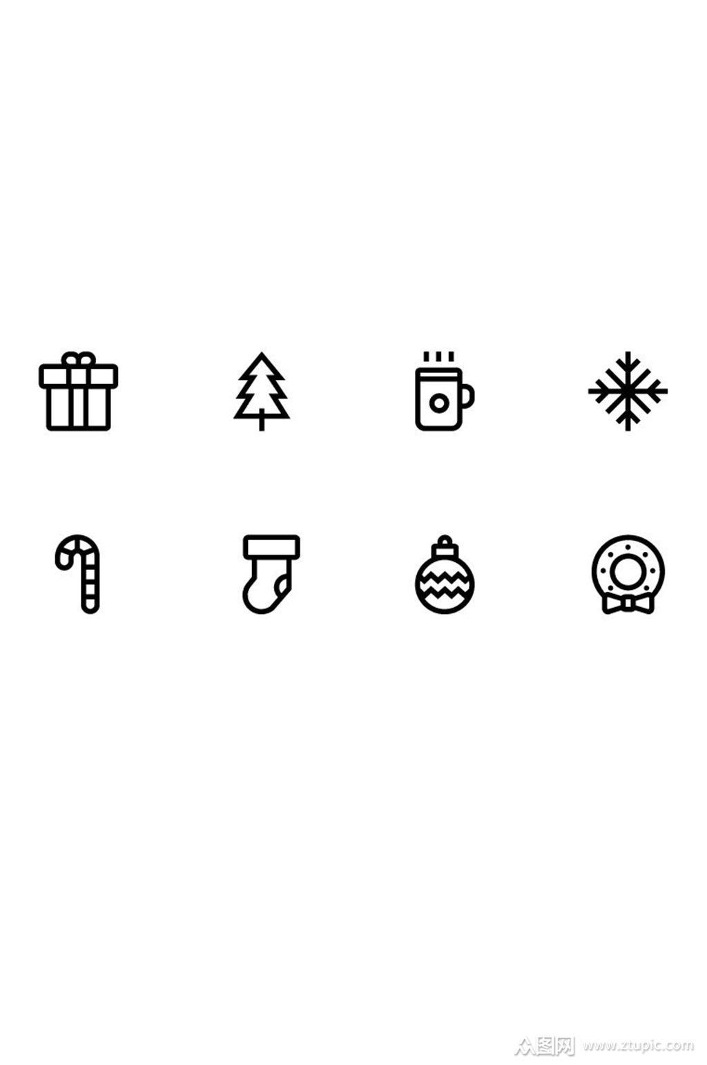 极简矢量图圣诞节标志设计套装素材