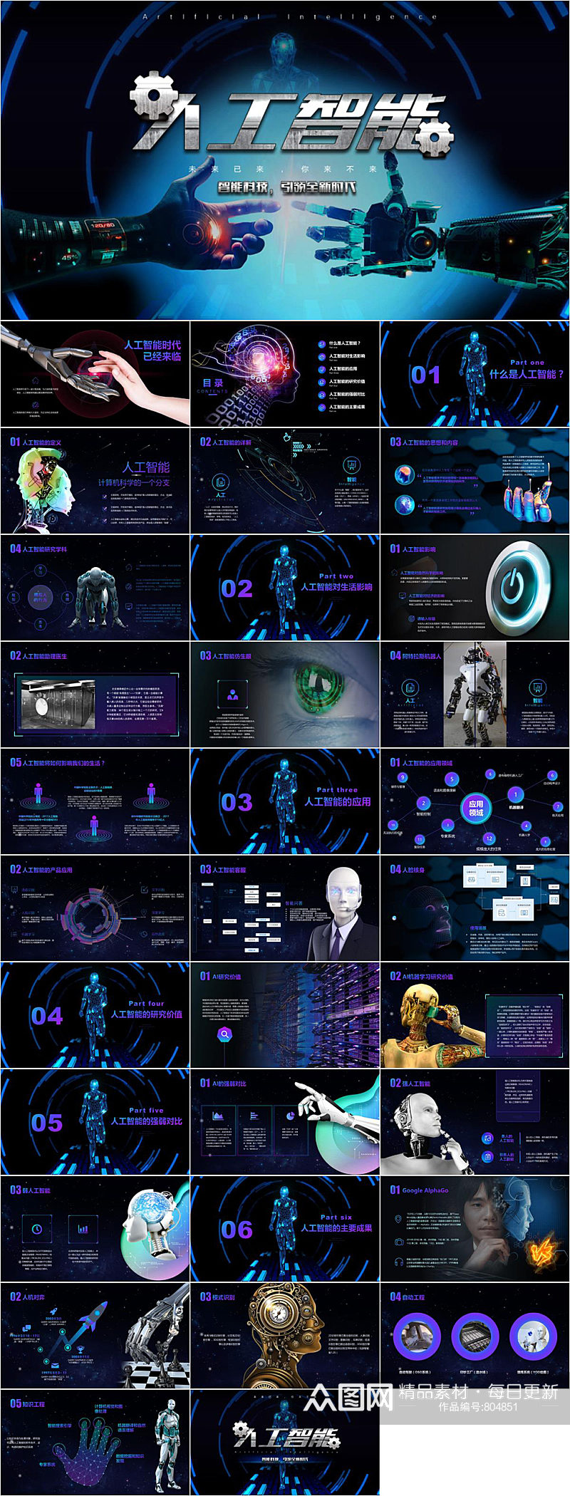 人工智能科技宣传PPT模板素材