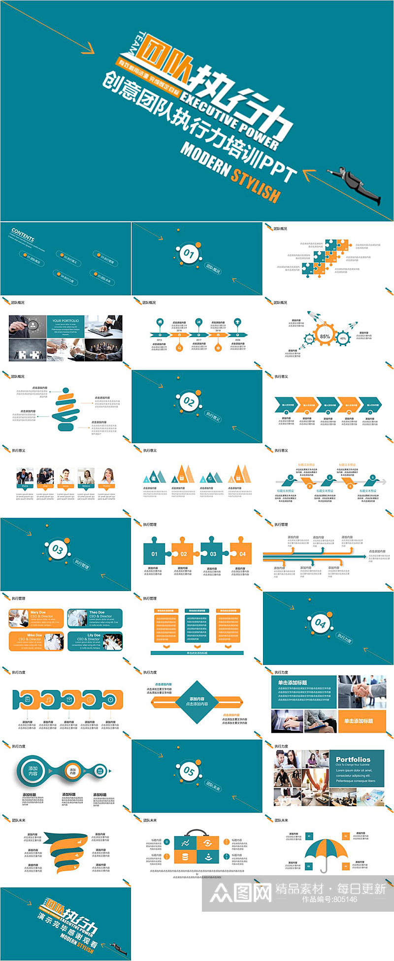 创意团队时尚执行力培训PPT模板素材