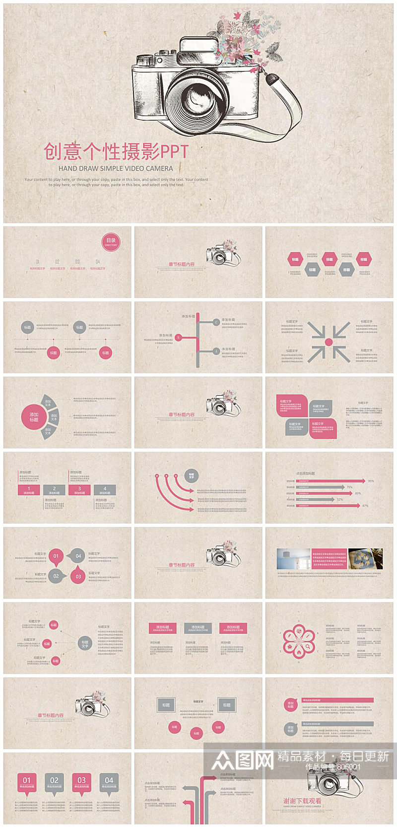 创意个性摄影PPT模版素材