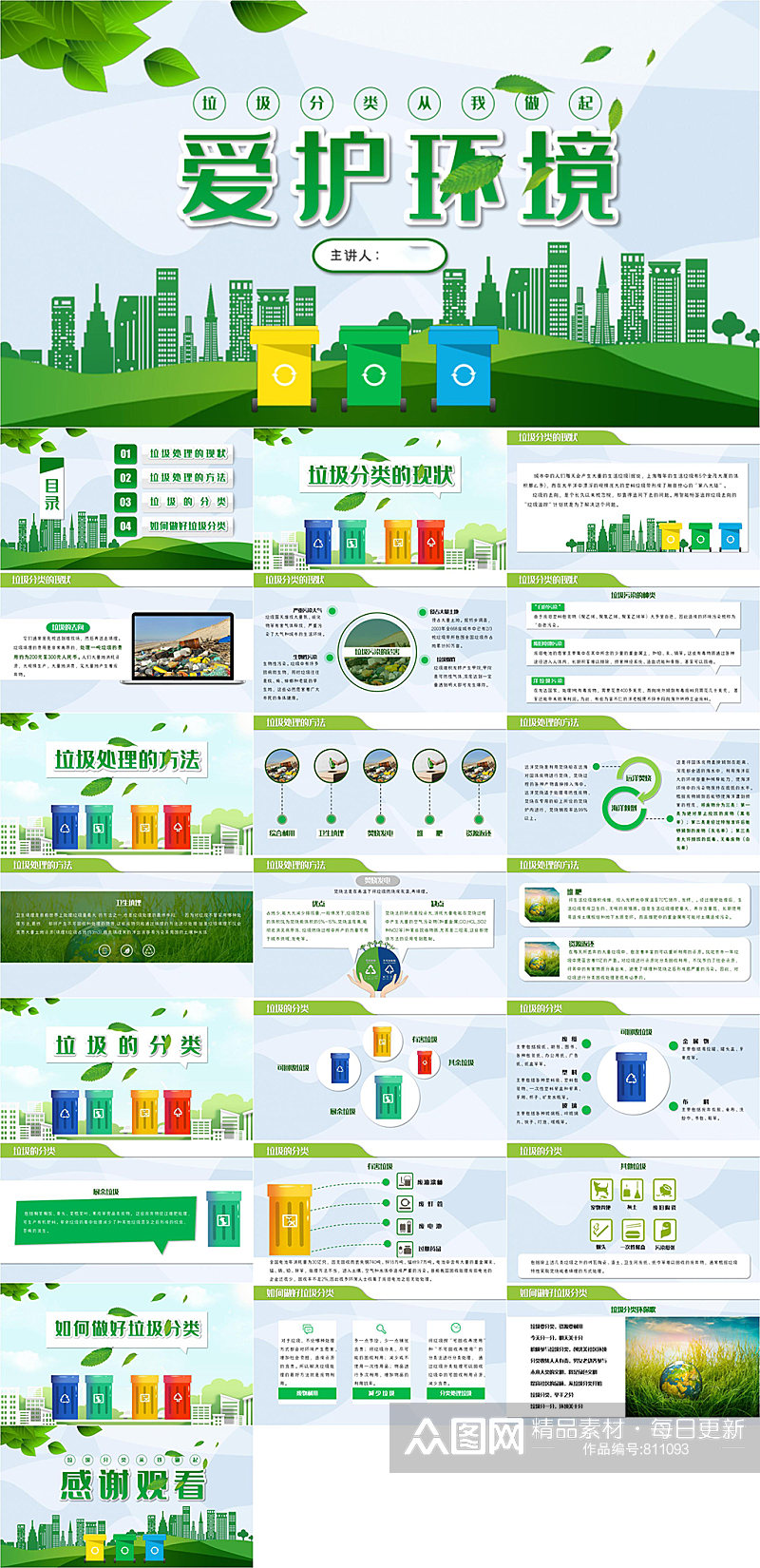垃圾分类从我做起爱护环境宣传课件PPT素材