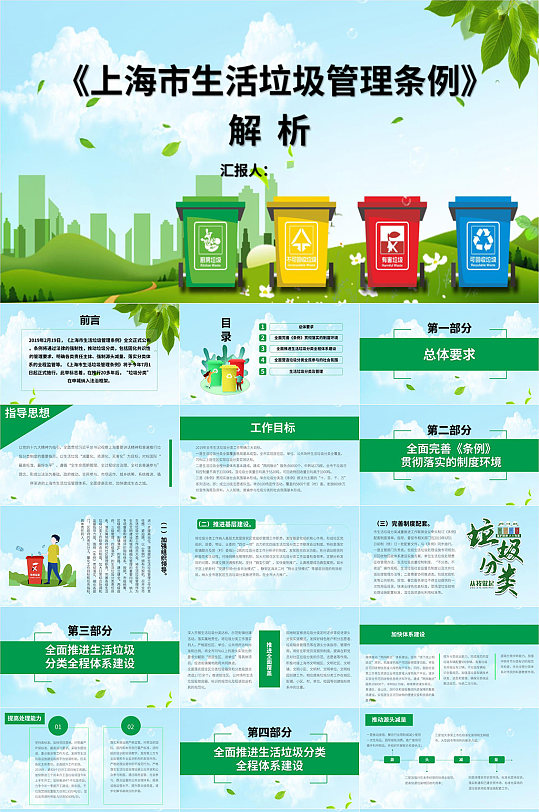 上海市生活垃圾管理条例解析PPT模板