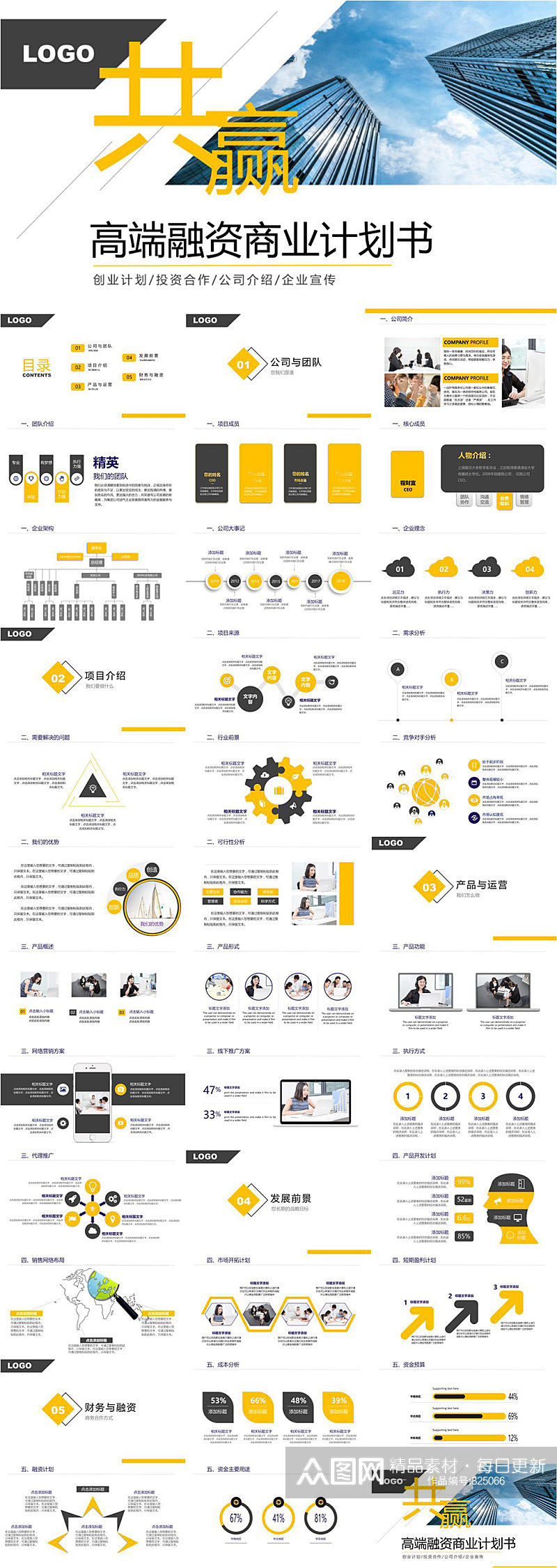 高端融资商业计划书PPT模板素材