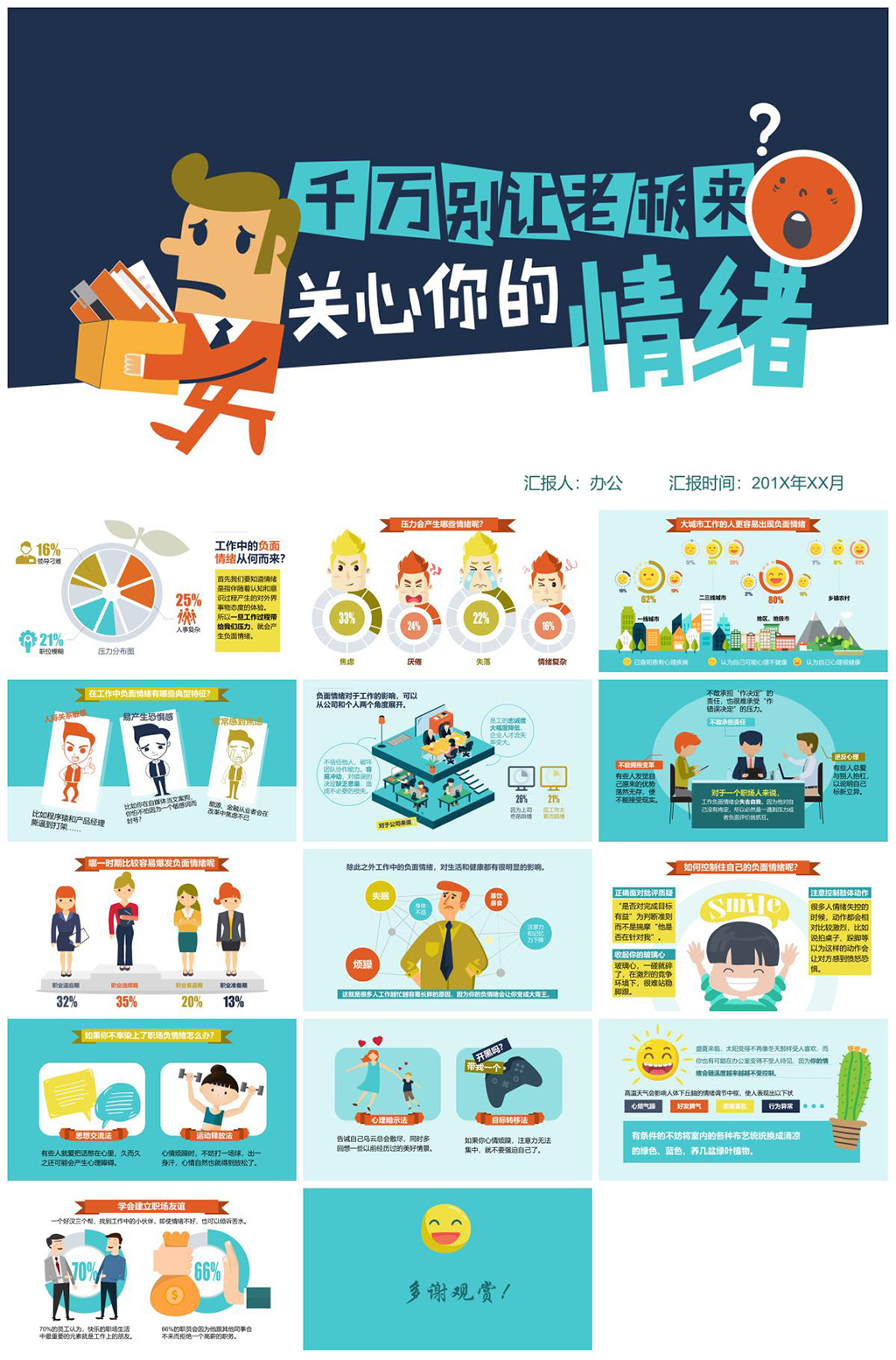 关心情绪学会自控ppt模板素材