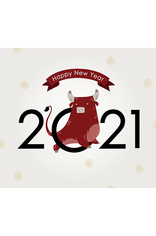 新年快乐创意简约2021年插画