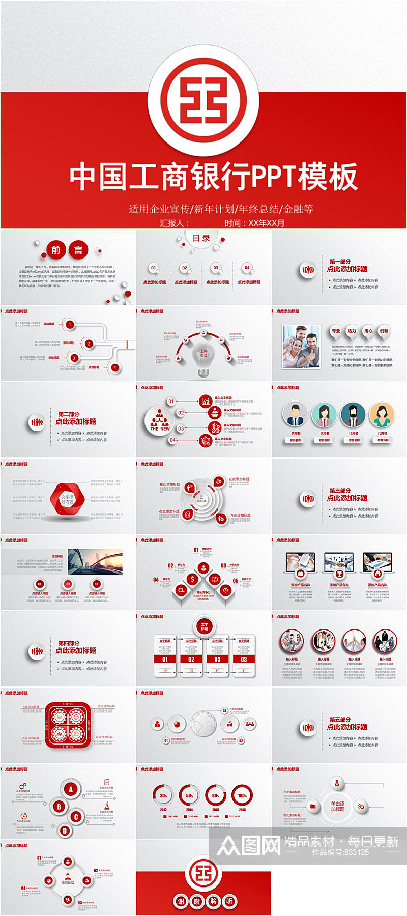 ICBC工商银行企业宣传PPT模板素材
