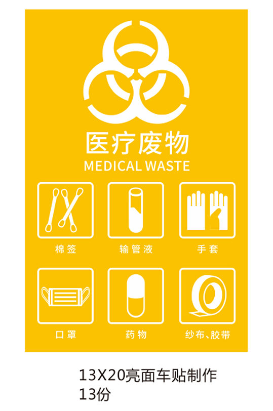 黄色医疗废物处理指示牌