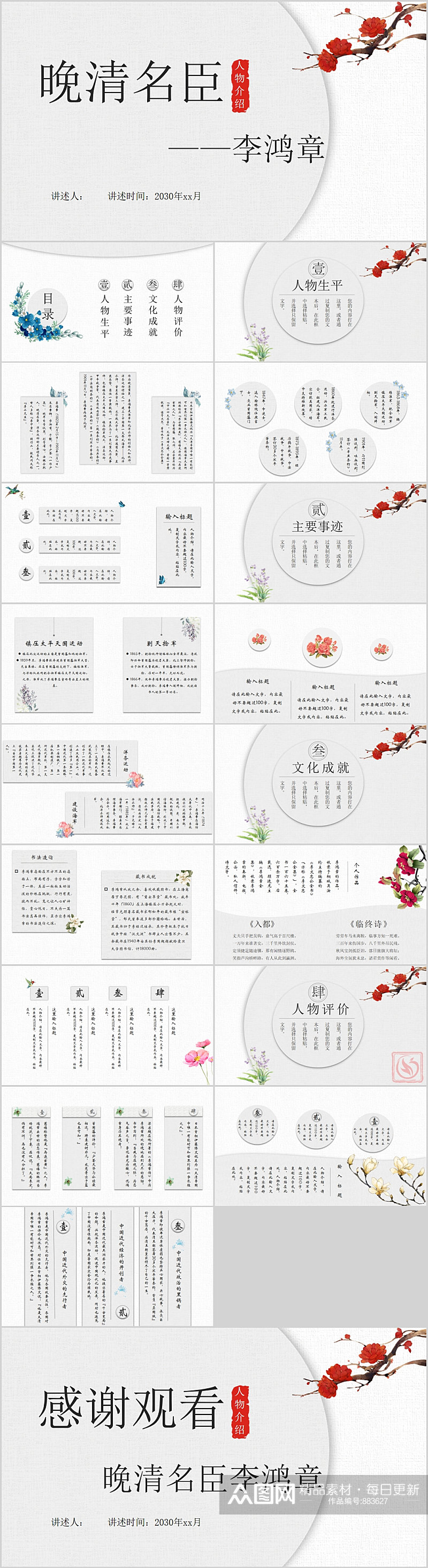 晚清名臣李鸿章人物介绍PPT素材