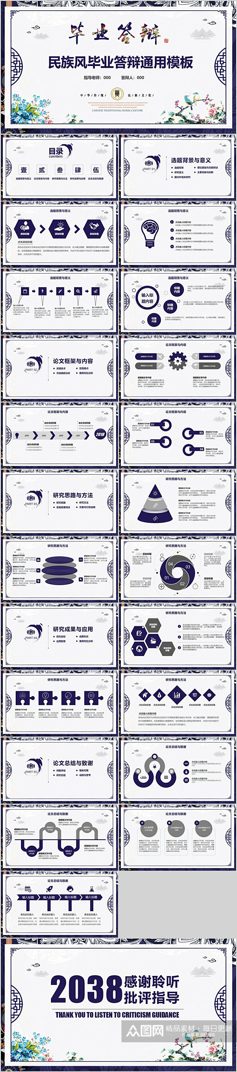 民族风毕业答辩通用PPT模板素材