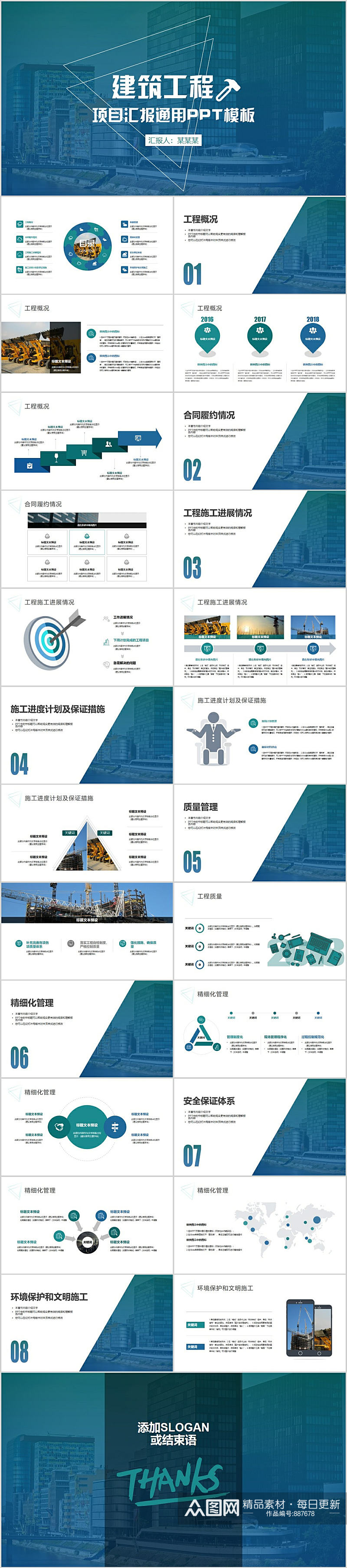 建筑工程项目汇报通用PPT模板素材