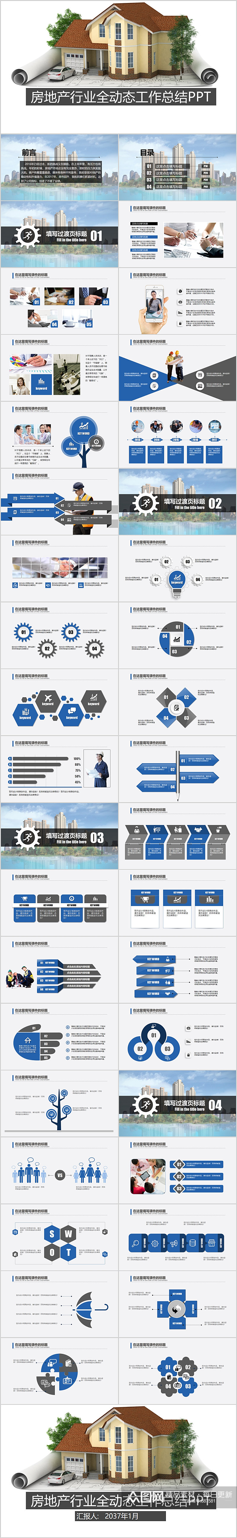 房地产行业全动态工作总结PPT素材