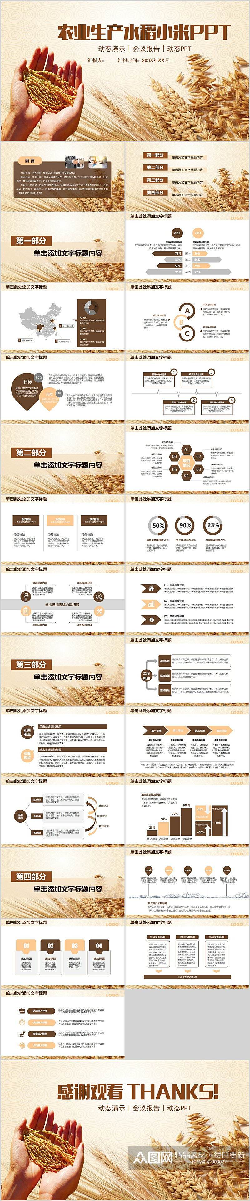 农业生产水稻小米PPT素材