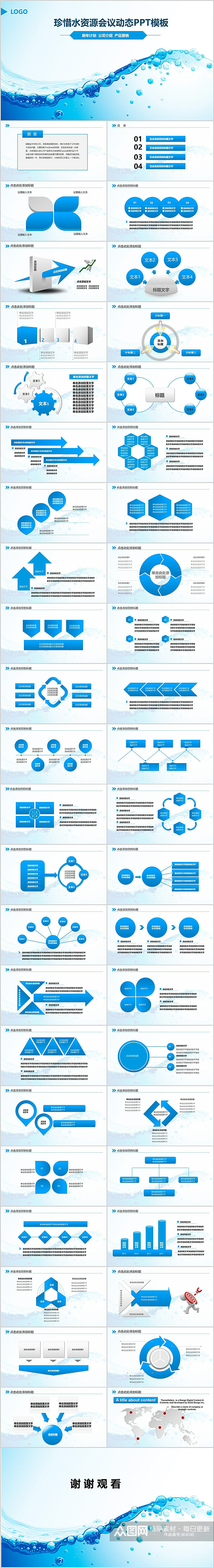 珍惜水资源会议动态PPT素材