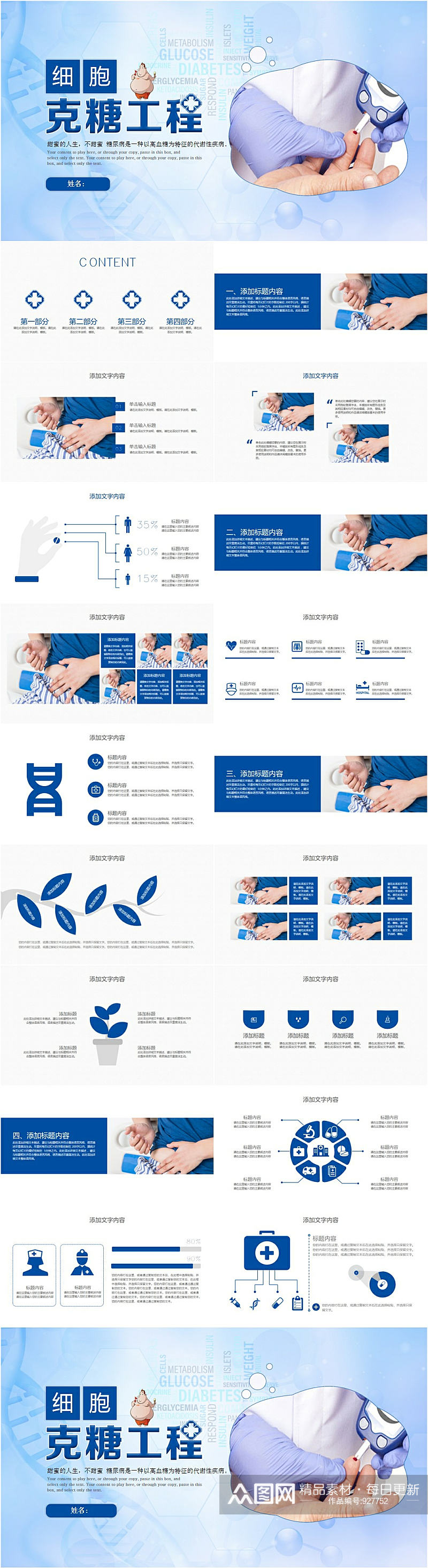 细胞克糖工程糖尿病PPT模板素材