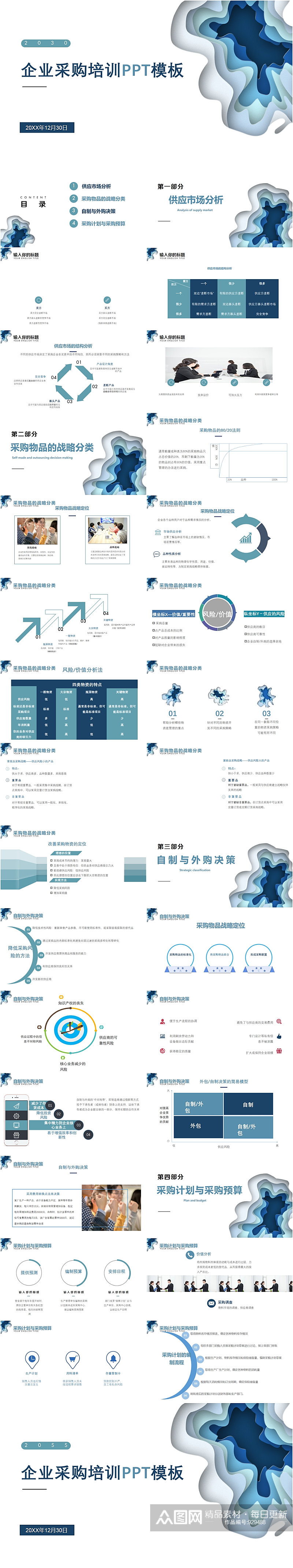 艺术简约企业采购培训PPT模板素材