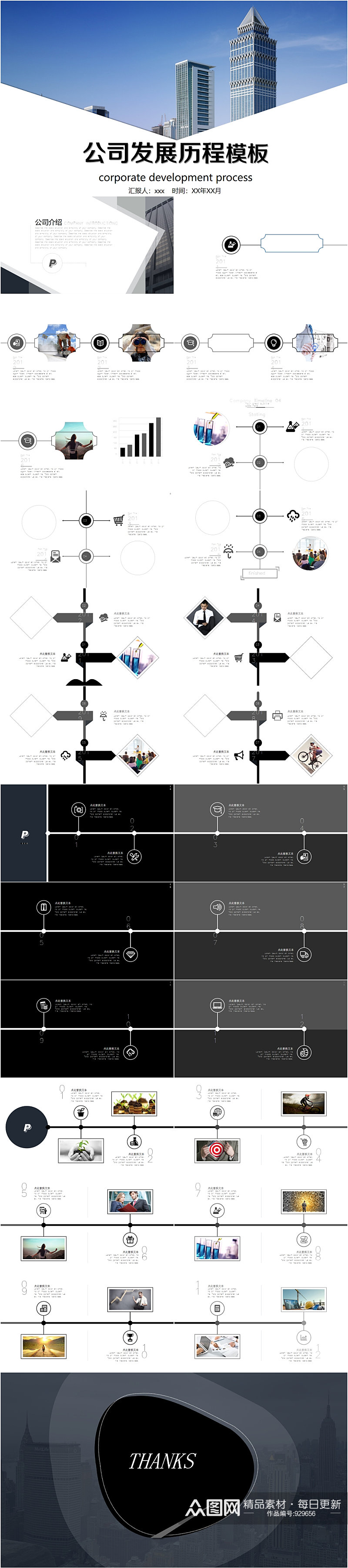 企业公司发展历程简洁模板PPT素材