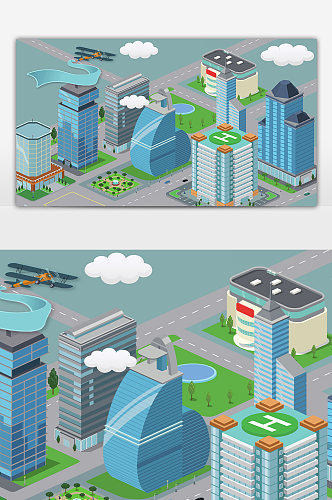 中国城市立体创意城市建筑插画