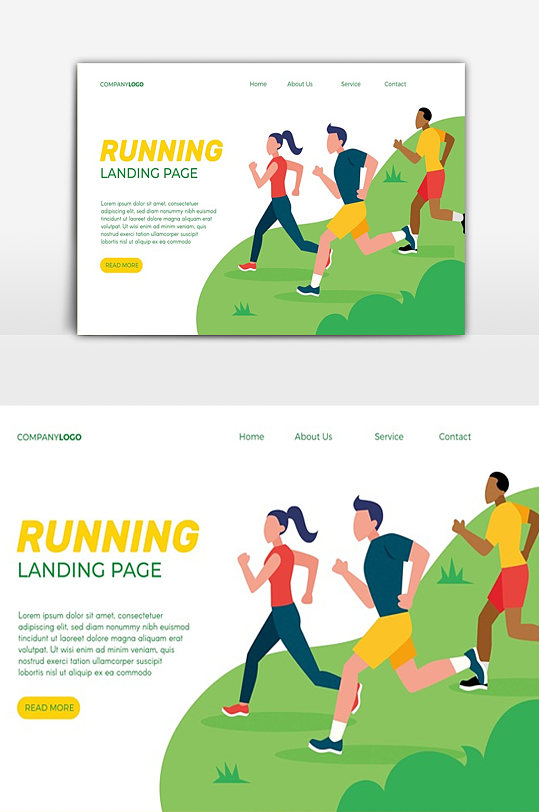 跑步赛跑运动现代插画-众图网