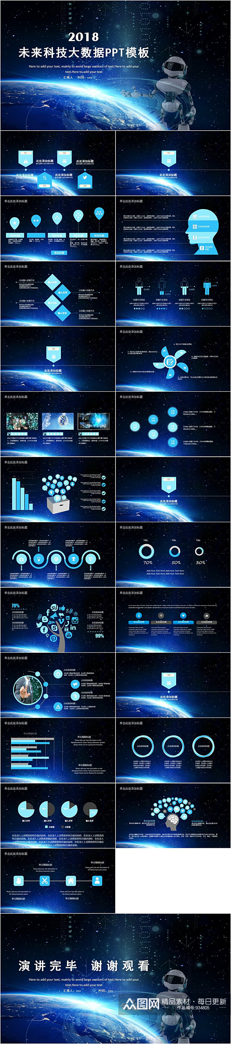 未来科技大数据PPT模板素材