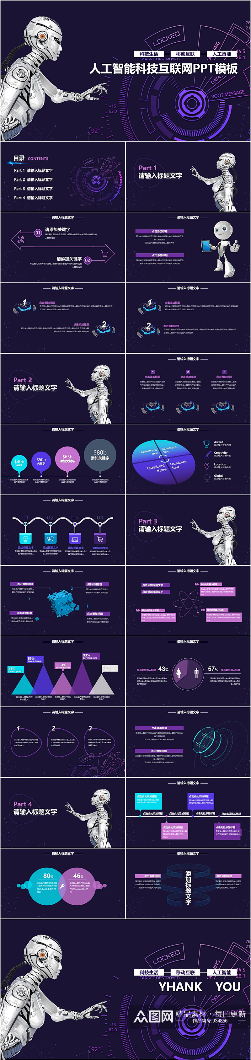 人工智能科技互联网PPT模板素材