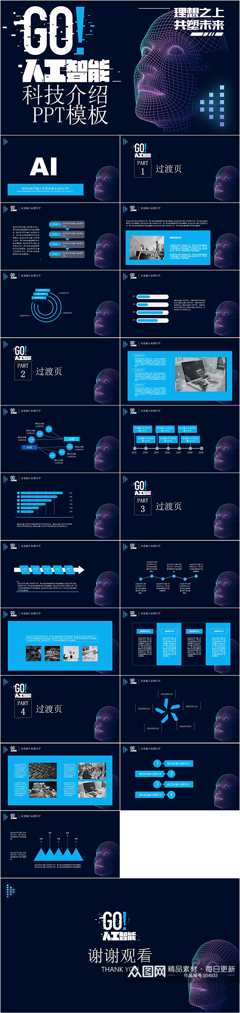 人工智能科技介绍PPT模板素材