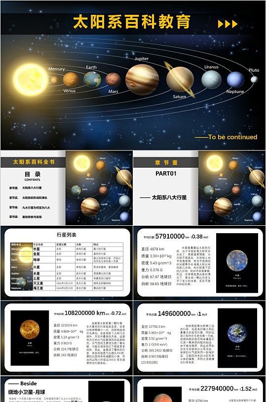 太阳系百科教育PPT模版