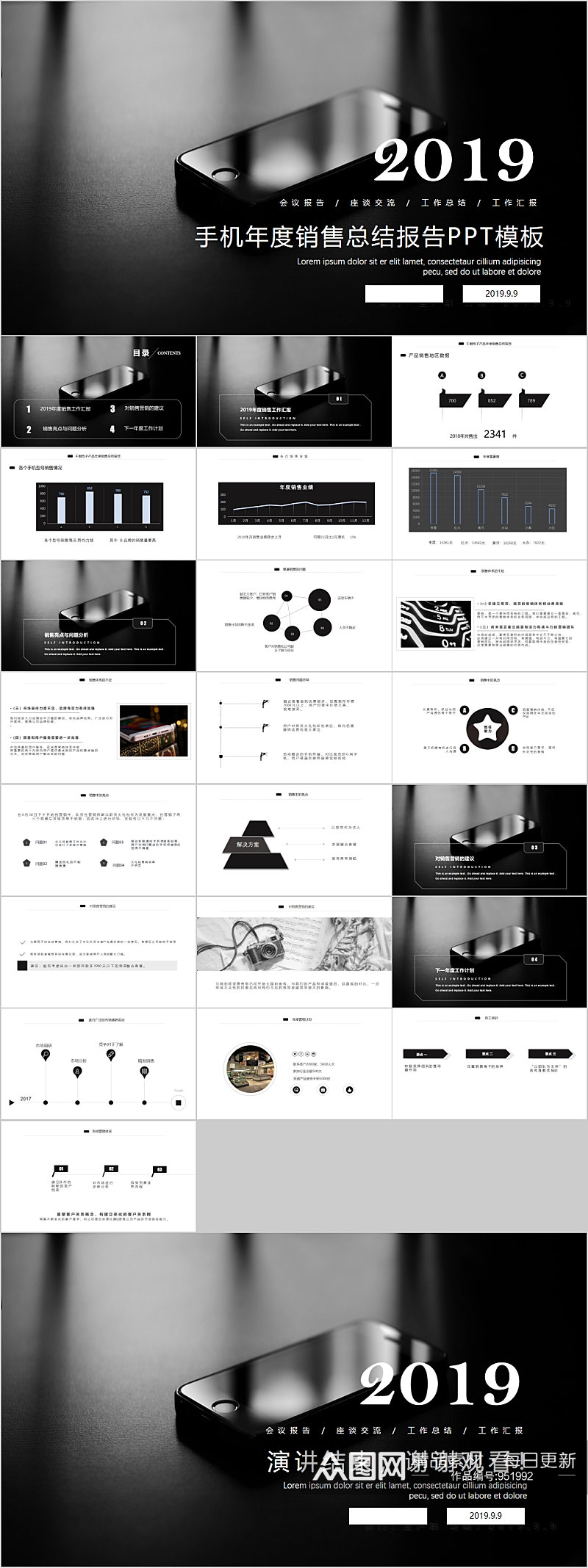 手机年度销售总结报告PPT模板素材