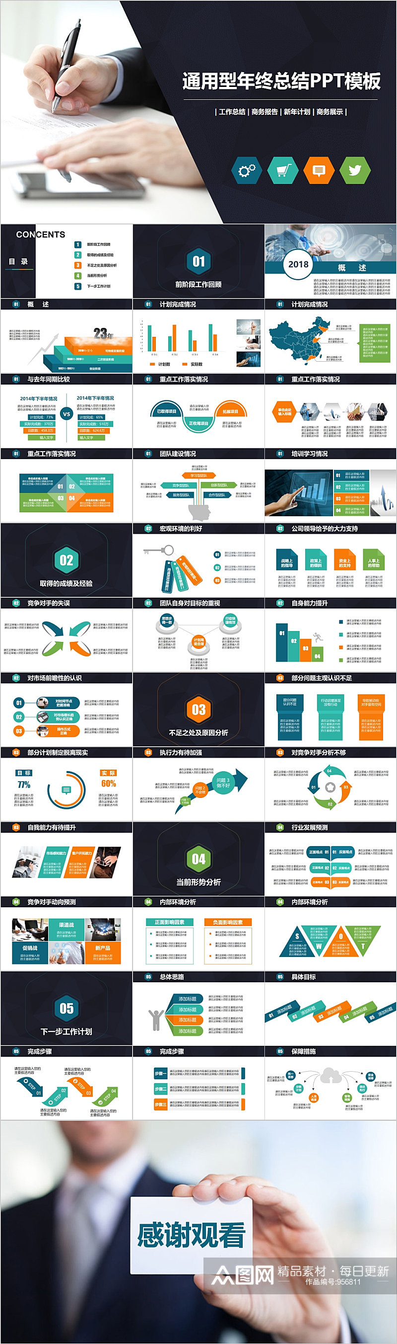 通用型年终总结PPT模板素材