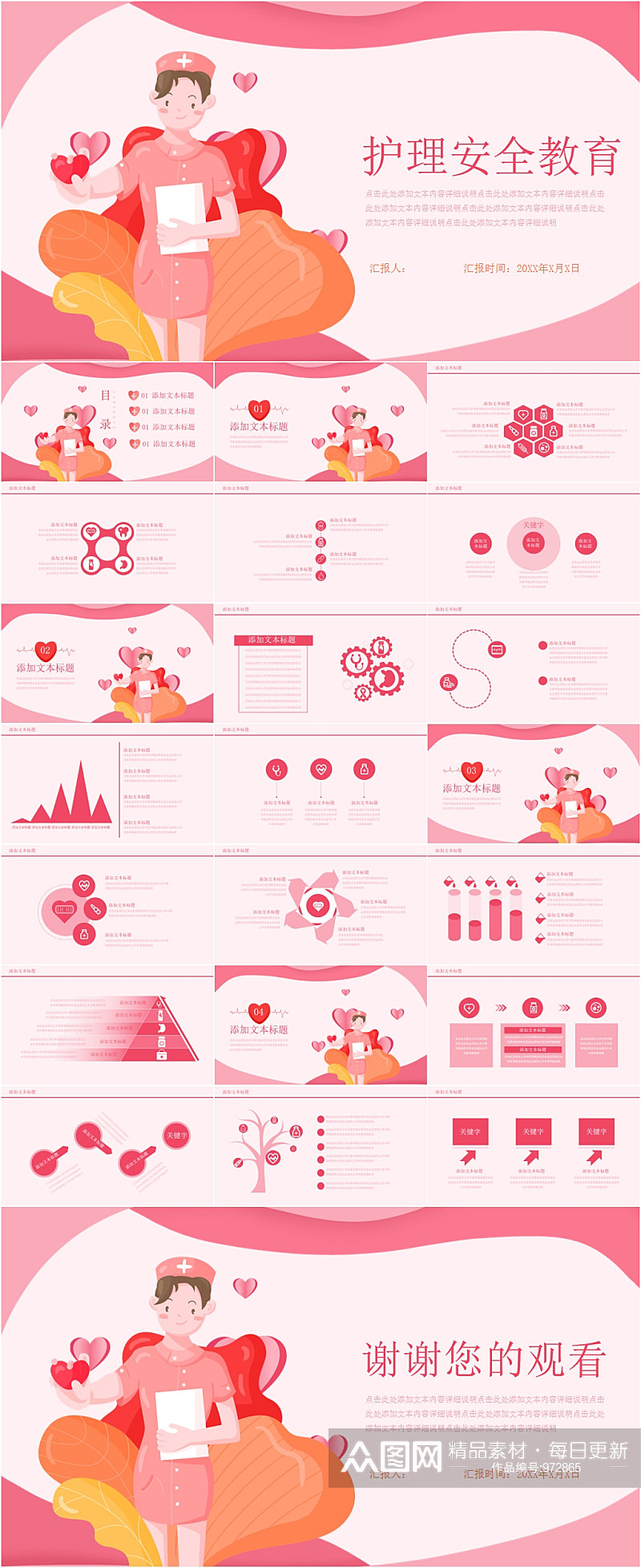 扁平化医疗护理安全教育PPT素材