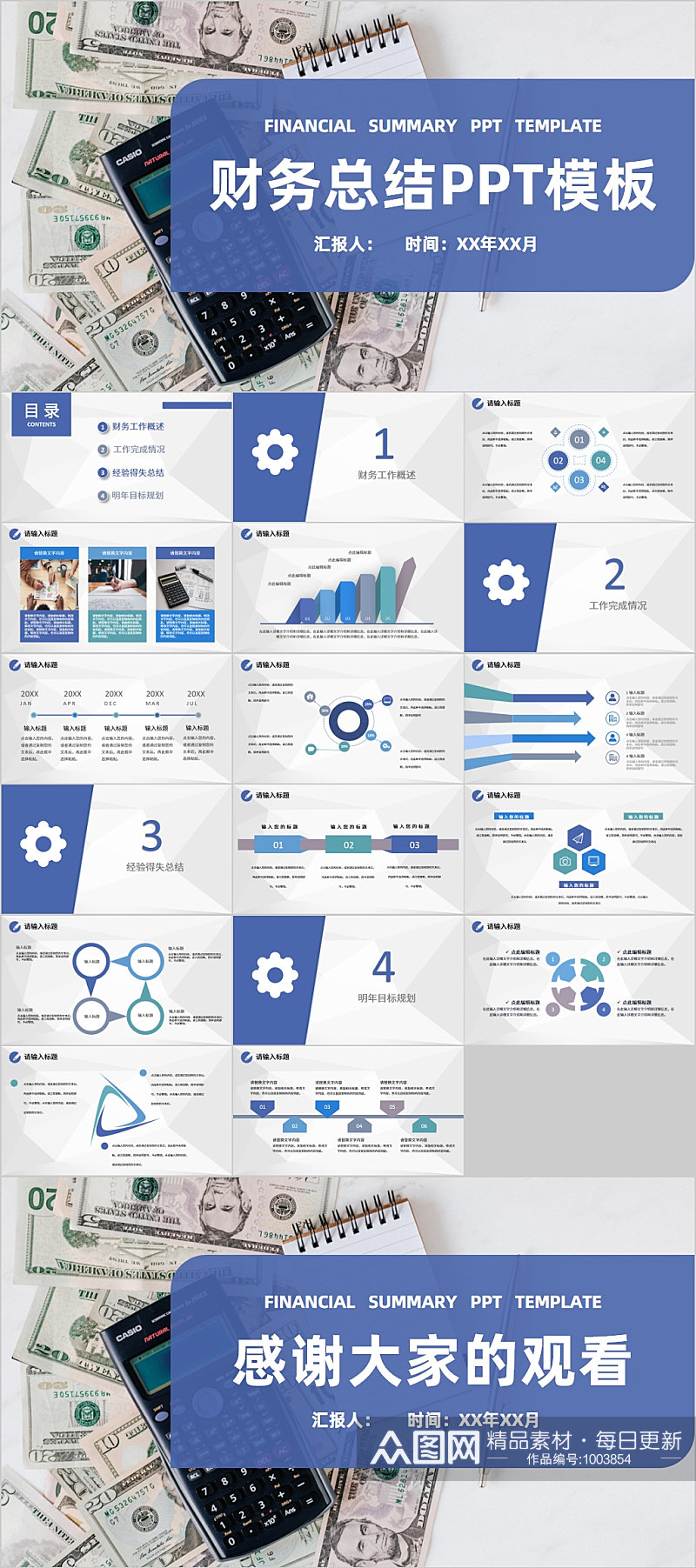金融企业财务总结PPT模板素材
