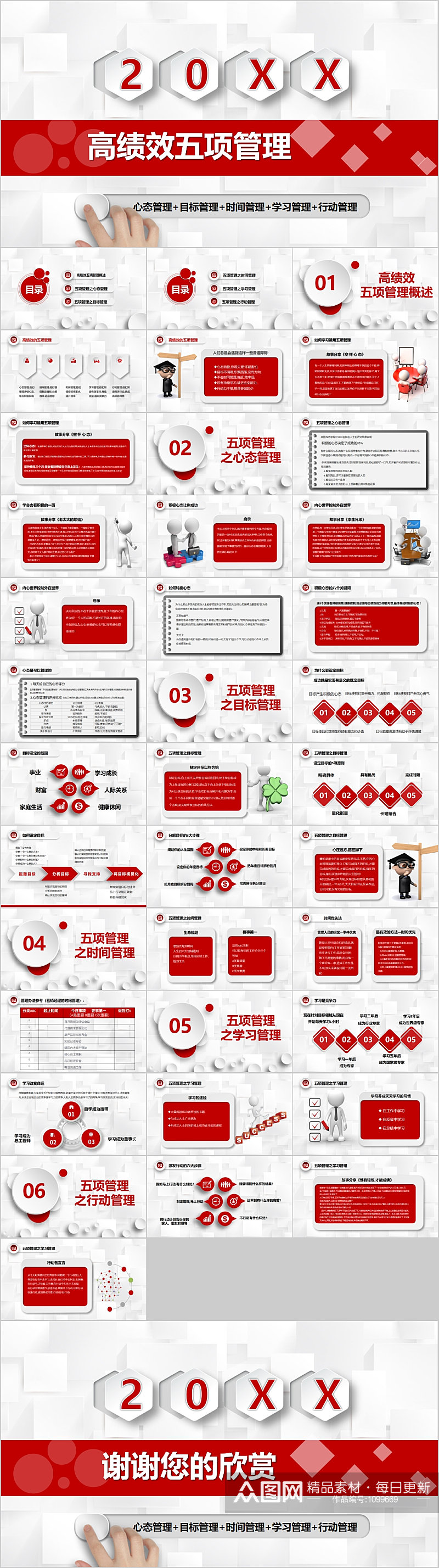 红色大气绩效管理PPT模板素材