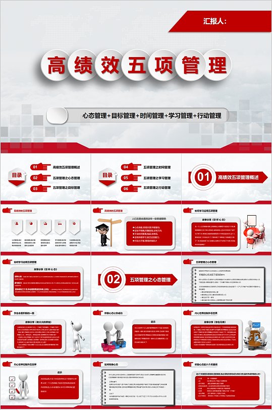 高绩效五项管理PPT模板-众图网