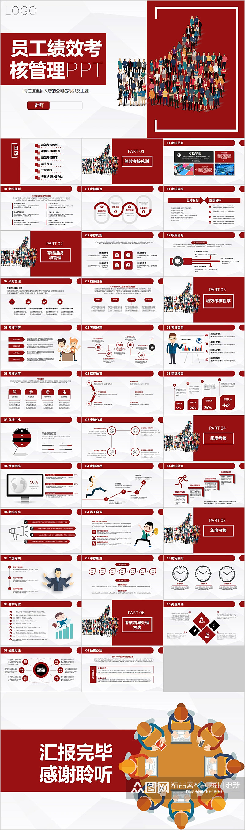 大拇指员工绩效考核管理PPT模板素材