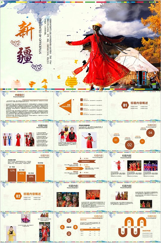 新疆民族特色风光ppt模板