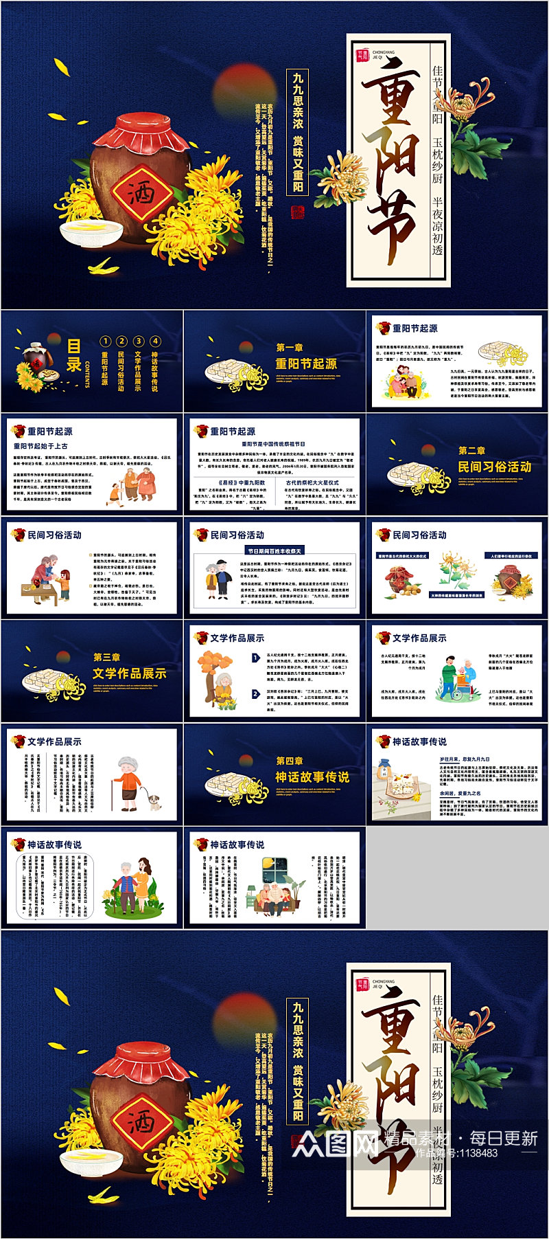 重阳节习俗活动PPT模板素材