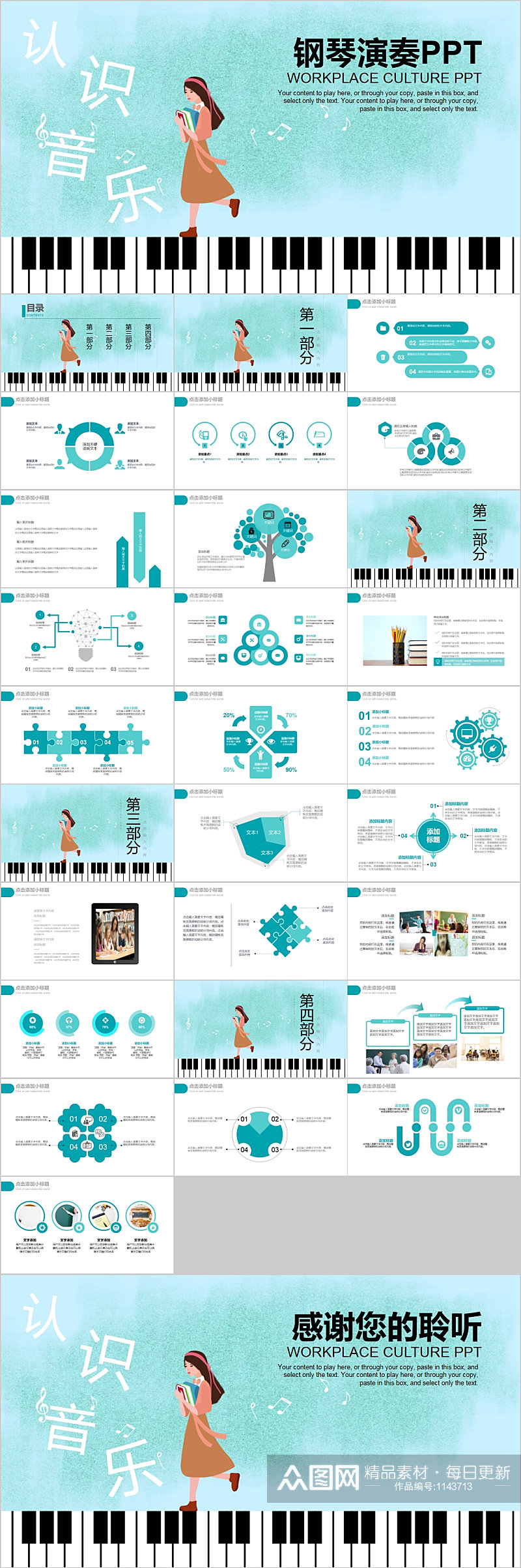 认识音乐钢琴演奏PPT素材