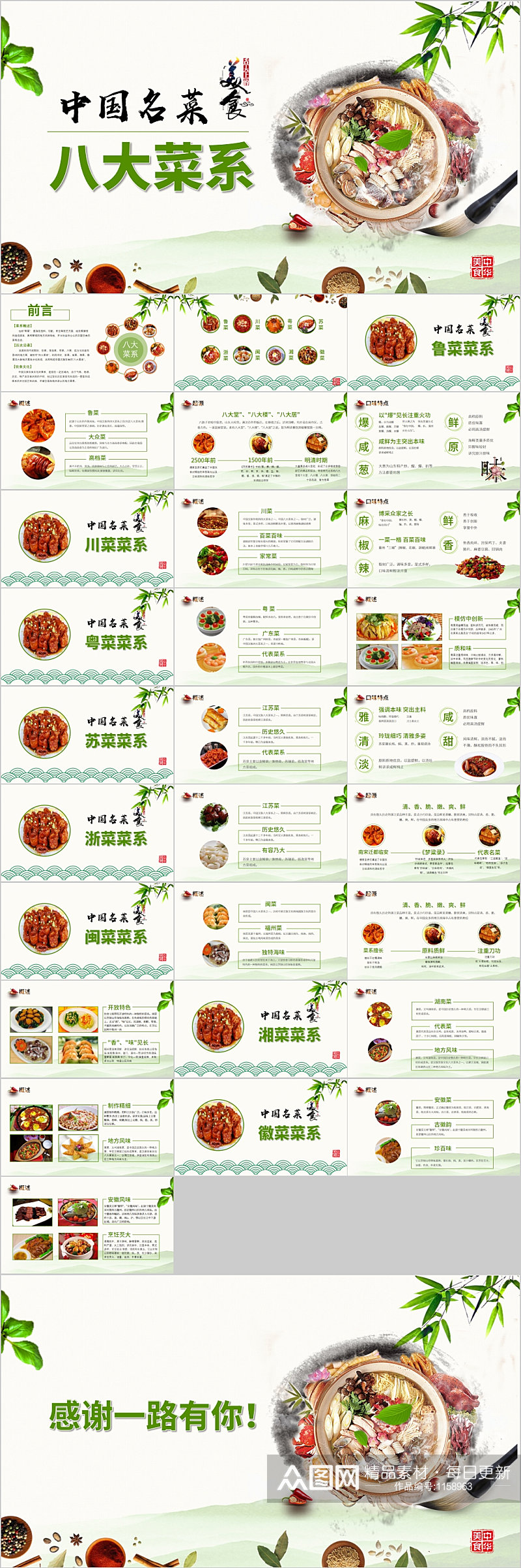 中国名菜八大菜系美食PPT素材