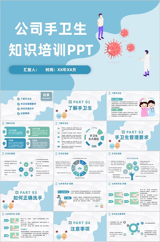 公司手卫生知识培训PPT模板