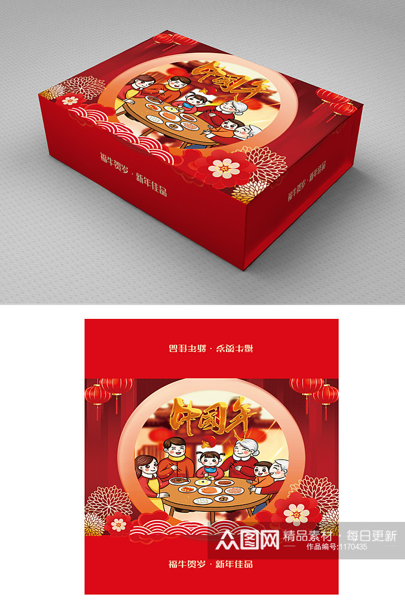 中国年福气春节礼盒包装素材