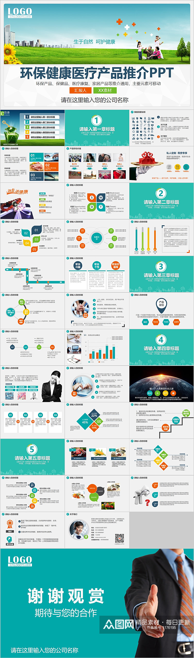 环保健康医疗产品推广PPT素材