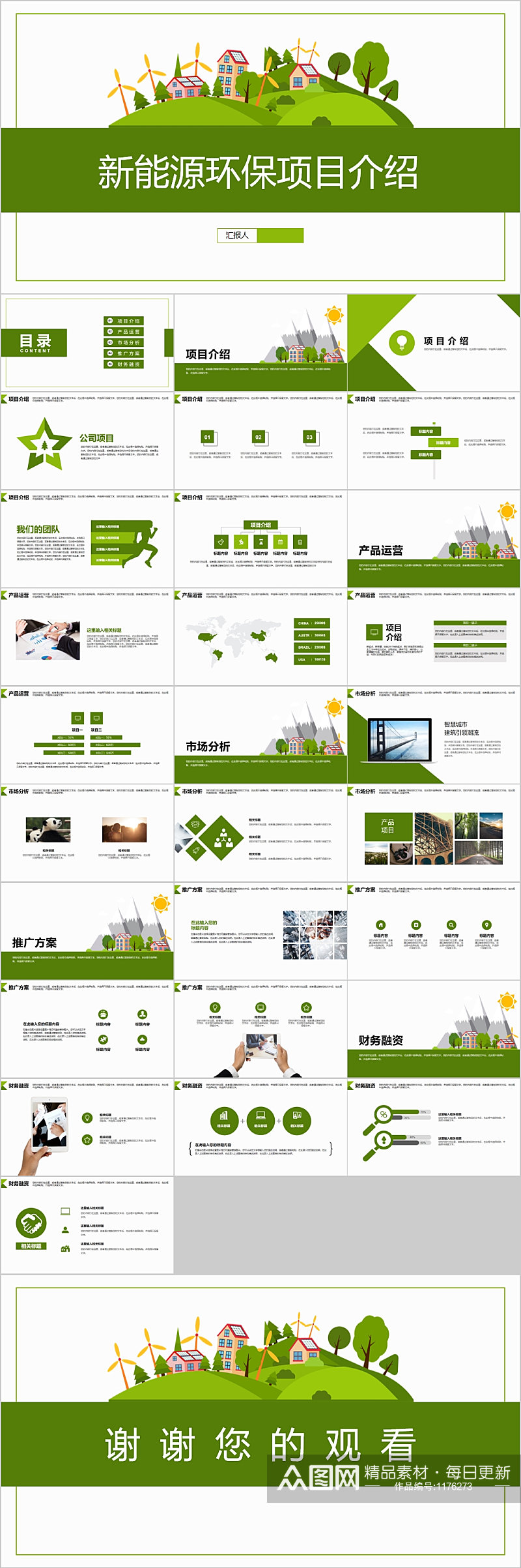新能源环保项目介绍PPT模板素材