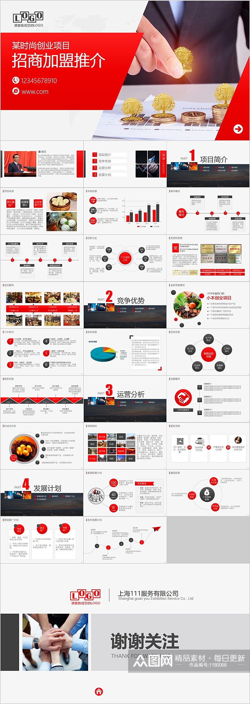 创业项目策划书招商加盟PPT素材