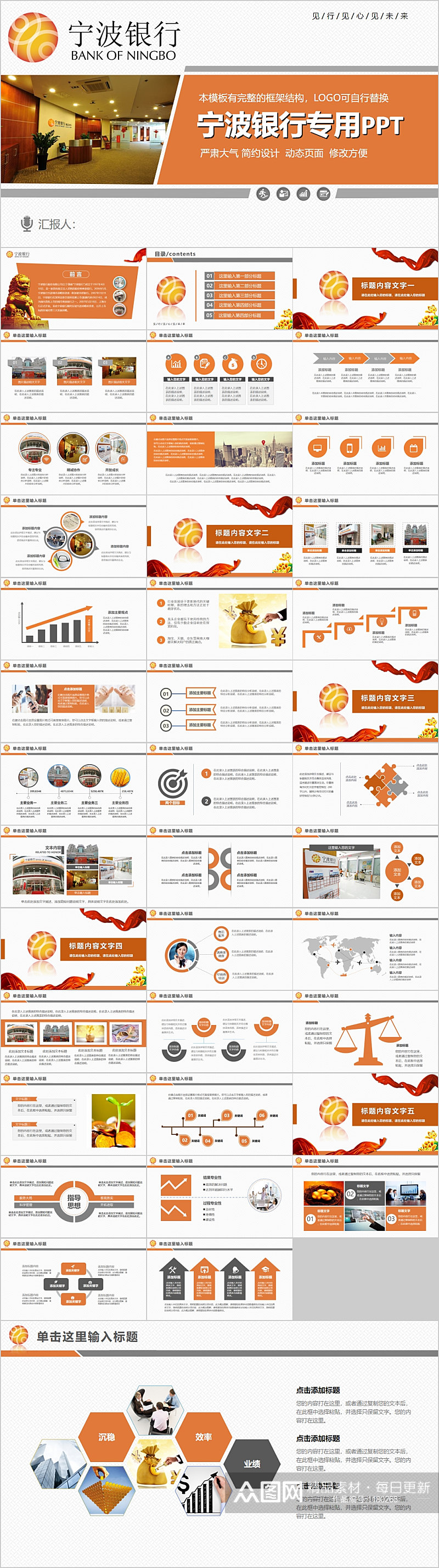 宁波银行专用PPT模板素材