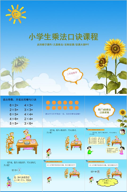 小学生乘法口诀课程ppt模板