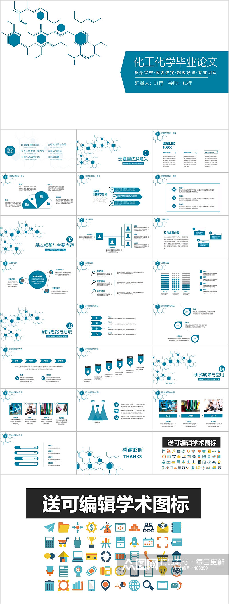 化工化学毕业论文简洁PPT模板素材