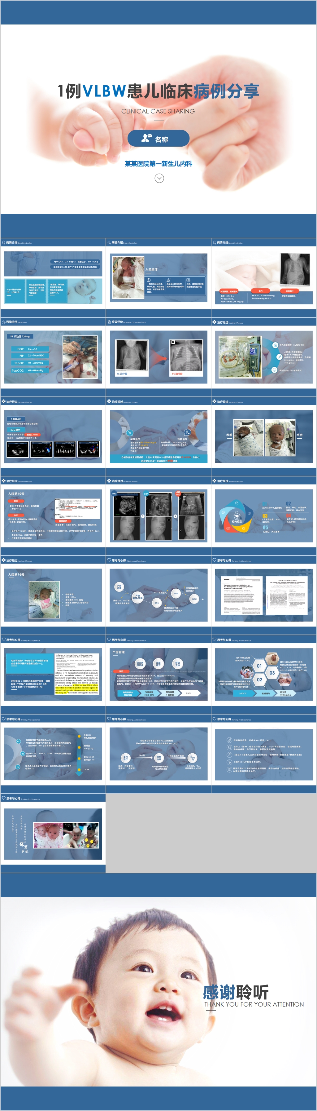 VLBW患儿临床病例汇报分享PPT模板素材