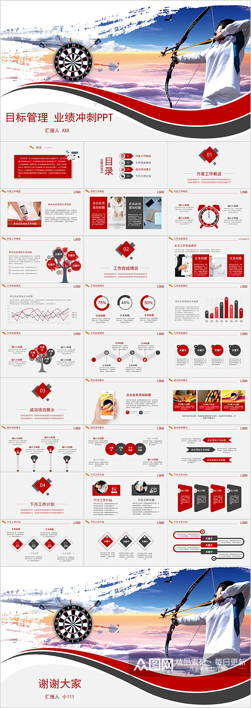 目标管理业绩冲刺PPT模板素材