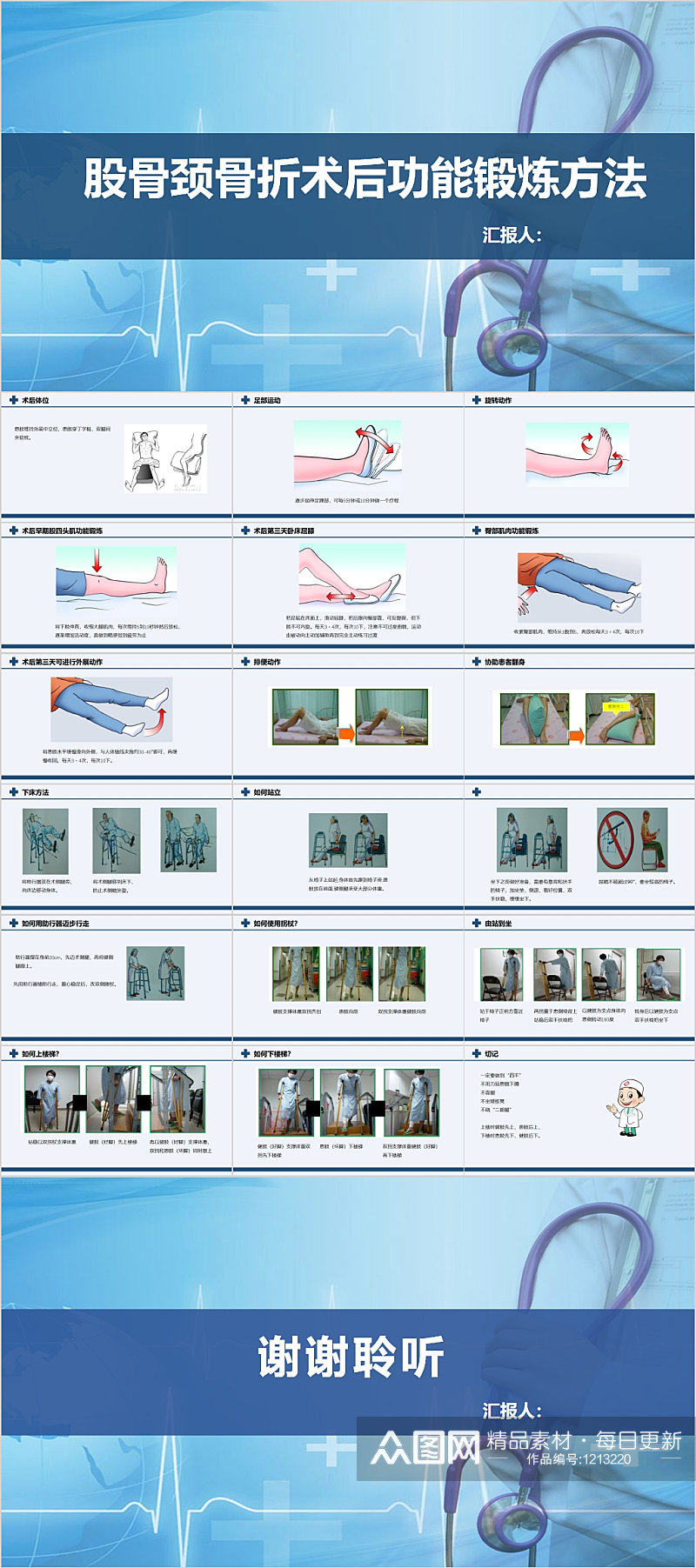 股骨颈骨折术后功能锻炼方法PPT素材