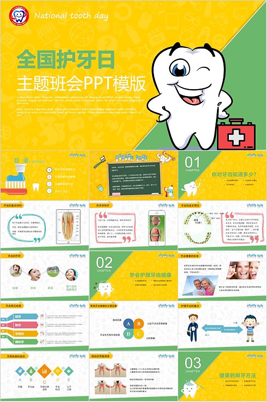 全国爱牙日主题班会青春风PPT